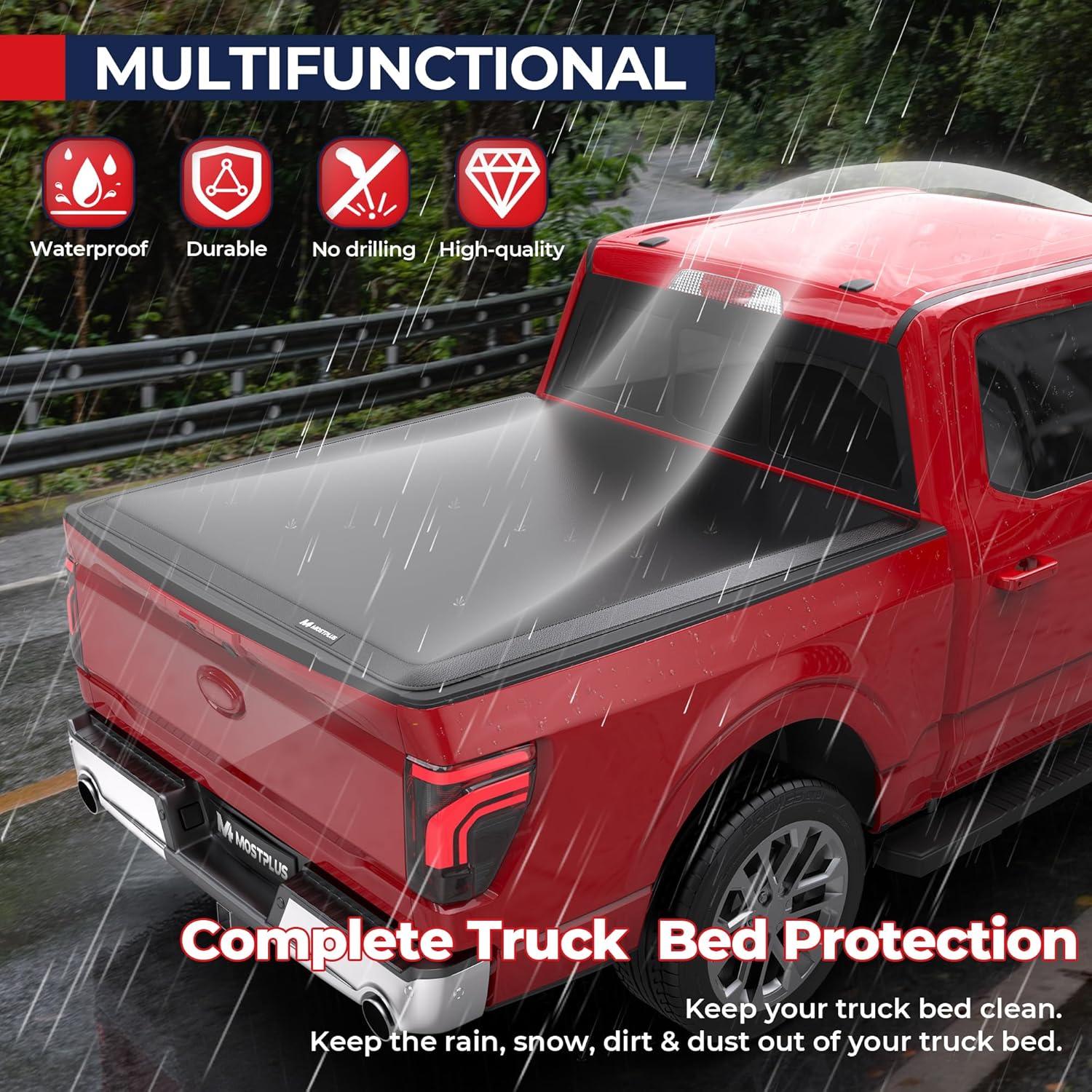 Roll-Up Soft Vinyl Truck Bed Tonneau Cover Compatible for Ford F150 F-150 2009-2025 2026 Short Bed On Top (67Inch)