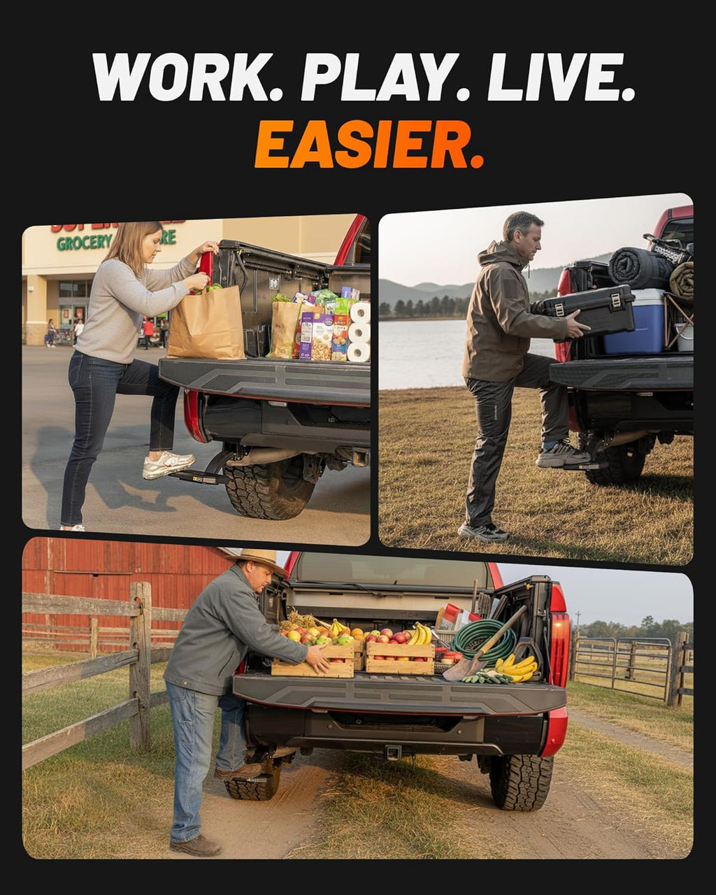 Retractable Bed Step for Toyota,GMC and Ford, 330 LBS Heavy-Duty Truck Bed Step, Non-Slip Aluminum Tailgate Step Replace Easy Bolt-On