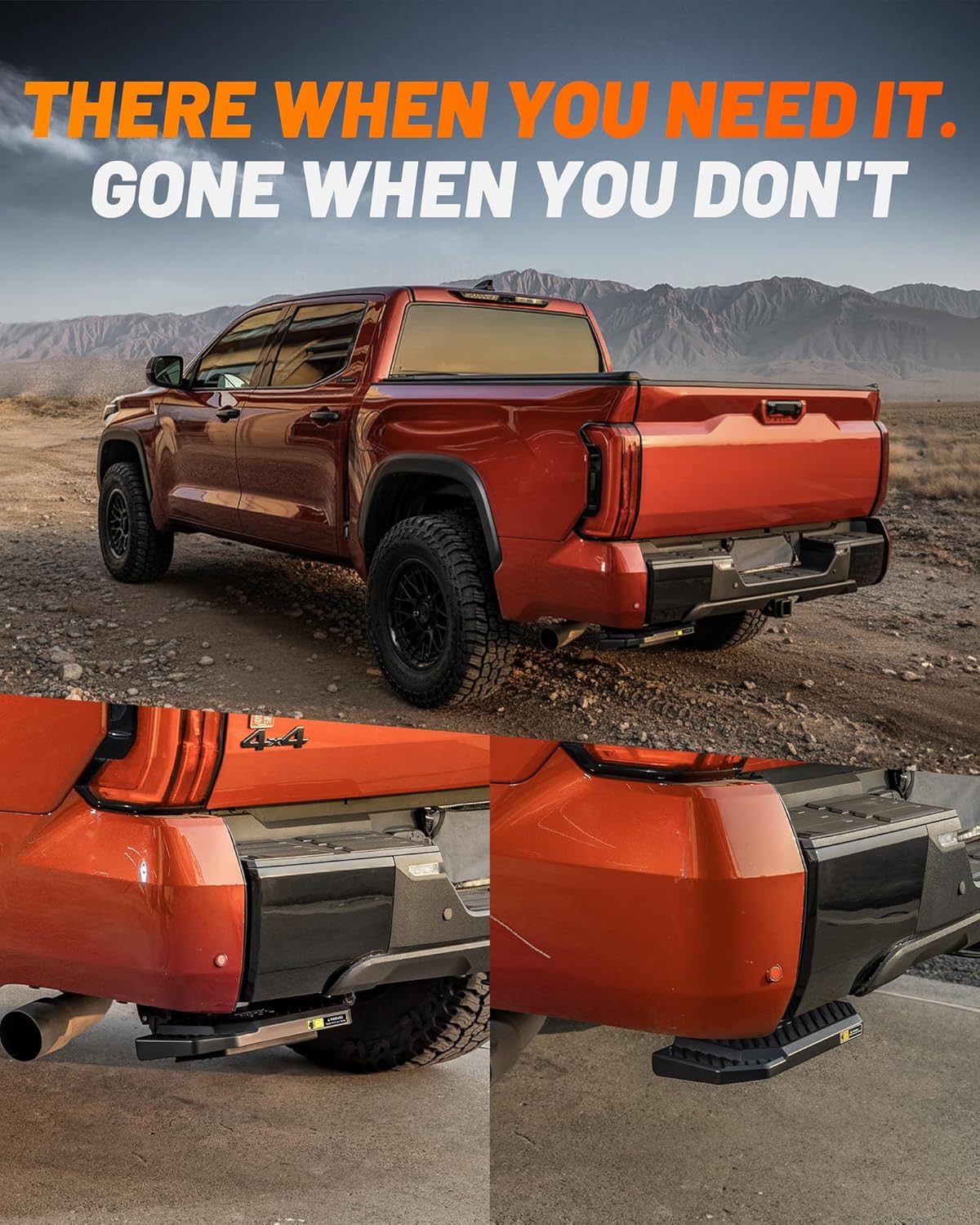 Retractable Bed Step for Toyota,GMC and Ford, 330 LBS Heavy-Duty Truck Bed Step, Non-Slip Aluminum Tailgate Step Replace Easy Bolt-On