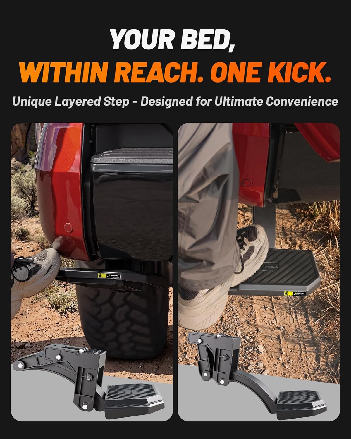 Retractable Bed Step for Toyota,GMC and Ford, 330 LBS Heavy-Duty Truck Bed Step, Non-Slip Aluminum Tailgate Step Replace Easy Bolt-On