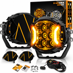 Truck Legion Set of 2 V-Ultra Series 3 Inch 108W LED Round Pods, 3 Modes Offroad Driving Side Shooter Light with Amber DRL, 270° Ultra-Wide Amber Cube Universal Spotlights with Covers & DT Plug Wiring Harness